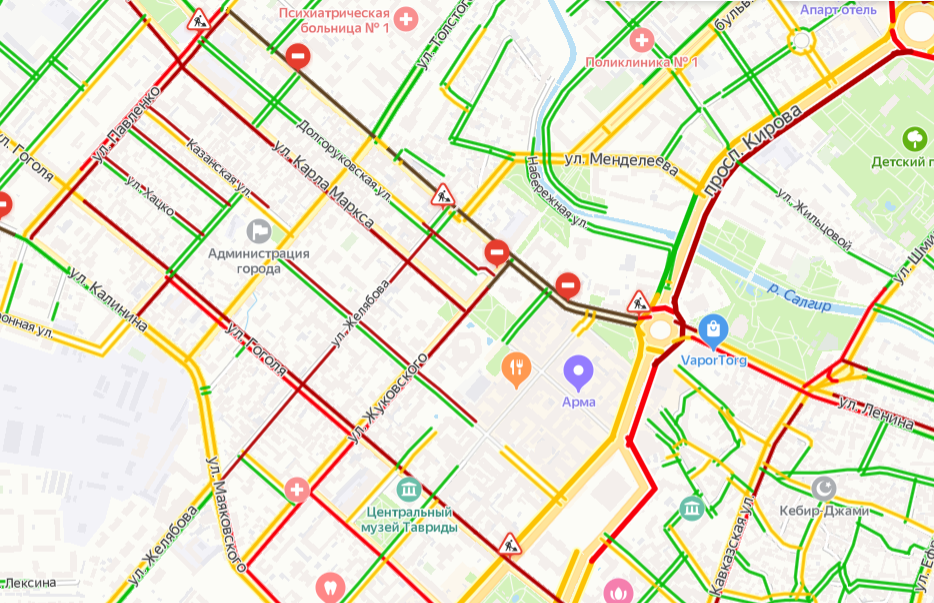 Пробки в симферополе сейчас карта