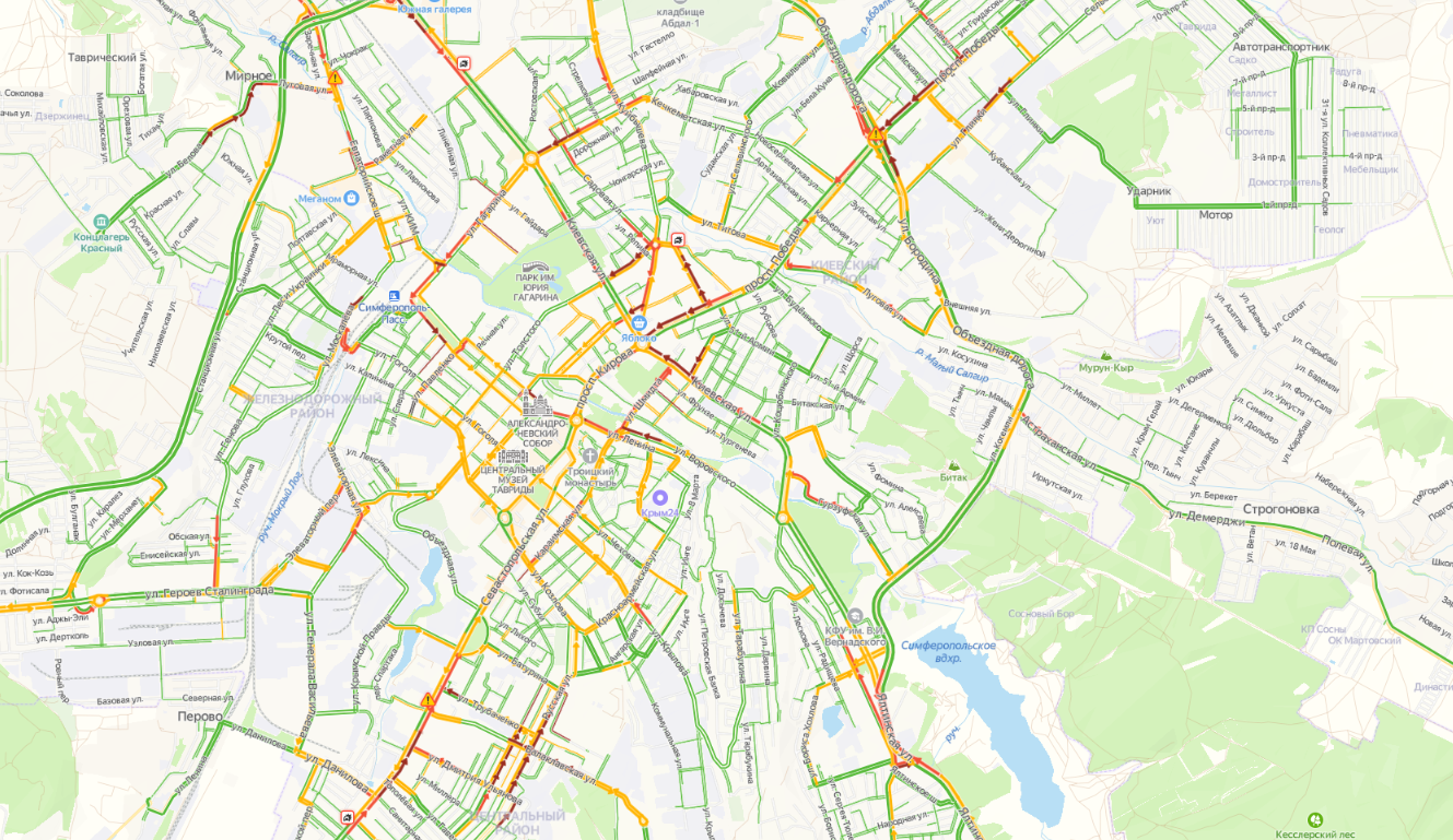 Пробки в симферополе сейчас карта