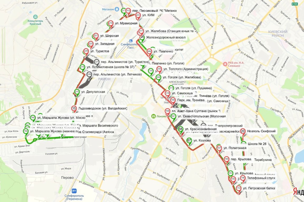 Схема движения общественного транспорта симферополь