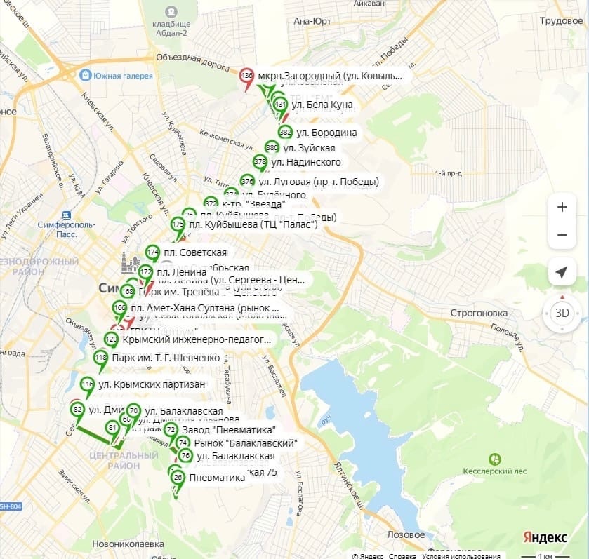 Карта транспорта симферополь онлайн в реальном